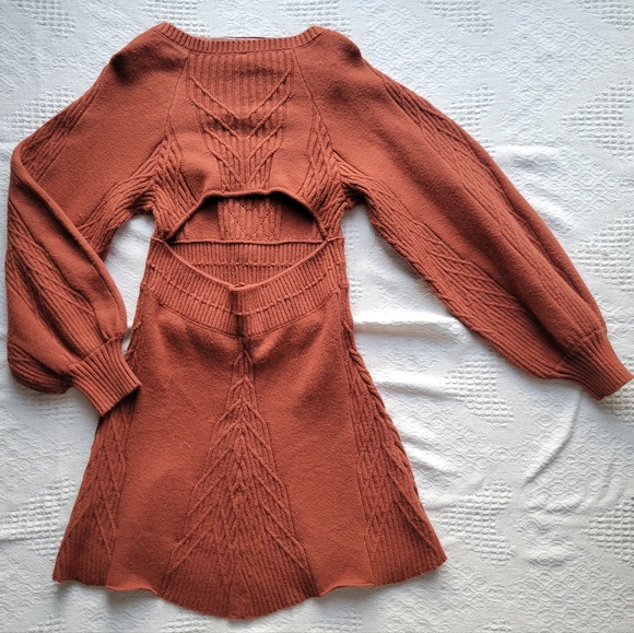 The Free People Emmaline Long Sleeve Sweater Dress in Cinnamon - Picture 3 of 13